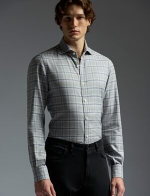 Grey casual plaid blend shirt