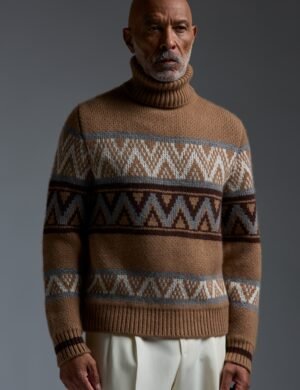 Two-tone turtleneck sweater