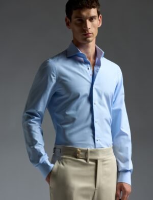 Solid light blue men's business shirt