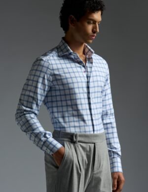 Blue and white checkered blend shirt