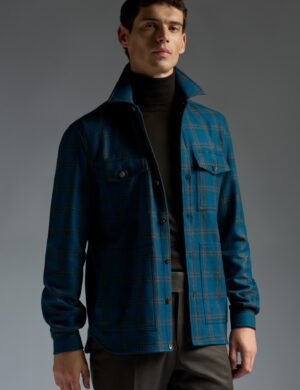 Dark green men's plaid jacket and shirt