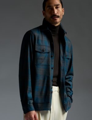 Dark green plaid shirt jacket