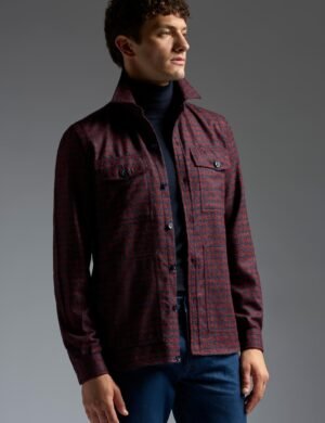 Red men's plaid shirt jacket