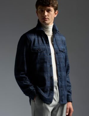 Collared wool shirt jacket